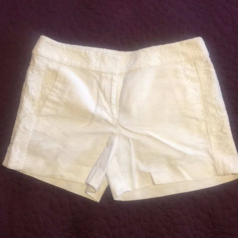 White Lace Detail Shorts